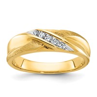IBGoodman 14K Yellow Gold 0.10 Carat Lab Grown Diamond VS SI+ G+ Complete Polished and Satin Men's Ring view 1