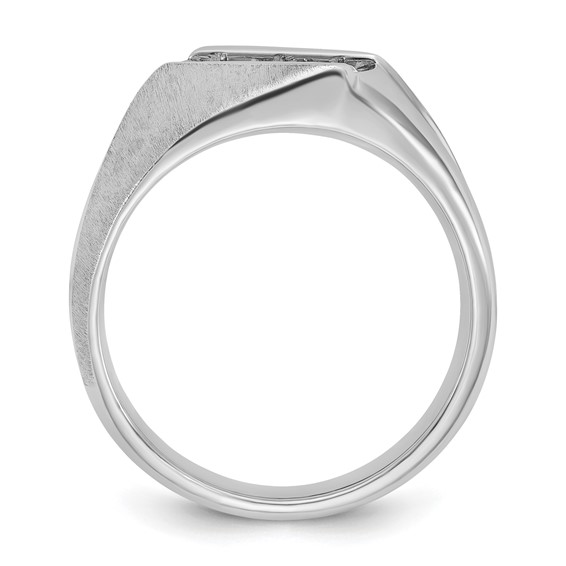 IBGoodman 14k White Gold Men's Polished and Satin 3-Stone 1/2 Carat AA Quality Diamond Ring