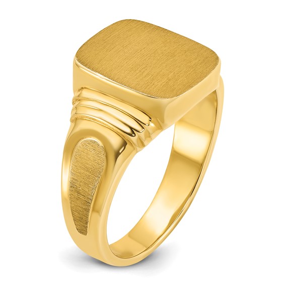 IB Goodman 14k 14x12mm Cushion Mens Signet Ring