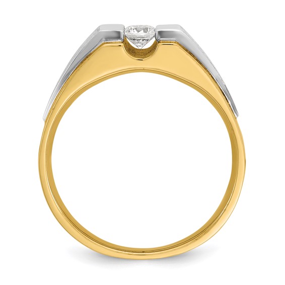 IB Goodman 14k Two-tone Mens Polished and Satin 1/4 carat Diamond Complete Ring