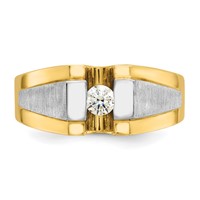 IBGoodman 14K Two-tone 0.25 Carat Lab Grown Diamond VS SI+ G+ Complete Polished and Satin Men's Ring view 4
