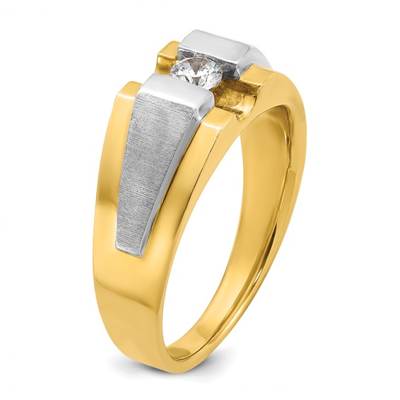 IB Goodman 14k Two-tone Mens Polished and Satin 1/4 carat Diamond Complete Ring