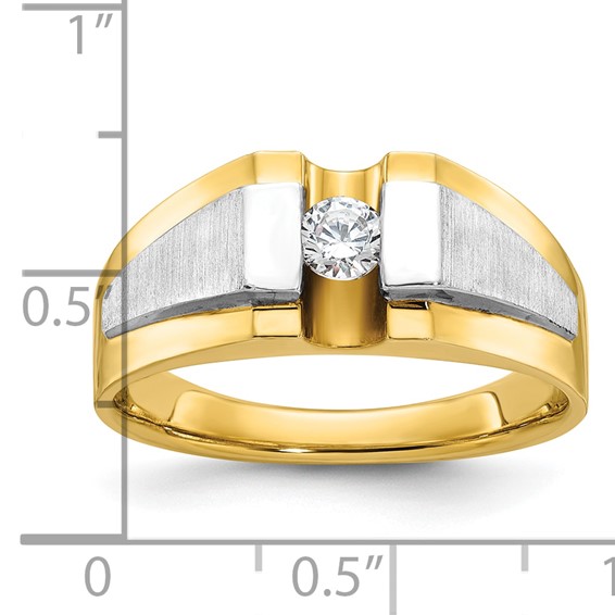 IB Goodman 14k Two-tone Mens Polished and Satin 1/4 carat Diamond Complete Ring