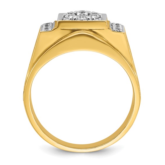 IBGoodman 10k Two-tone Men's Polished and Satin 1/2 Carat A Quality Diamond Cluster Ring