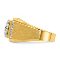 IBGoodman 14K Two Tone 0.50 Carat Lab Grown Diamond VS SI+ G+ Complete Men's Polished and Satin Cluster Ring view 3