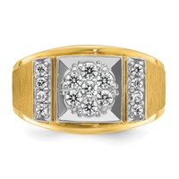 IBGoodman 14K Two Tone 0.50 Carat Lab Grown Diamond VS SI+ G+ Complete Men's Polished and Satin Cluster Ring view 4