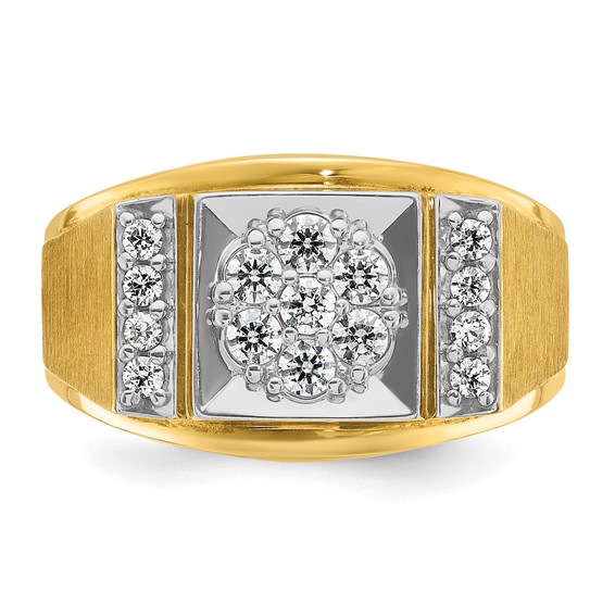 IBGoodman 10k Two-tone Men's Polished and Satin 1/2 Carat A Quality Diamond Cluster Ring