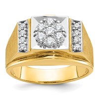 IBGoodman 14K Two Tone 0.50 Carat Lab Grown Diamond VS SI+ G+ Complete Men's Polished and Satin Cluster Ring view 1