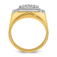 IBGoodman 14K Two Tone 1 Carat Lab Grown Diamond VS SI+ G+ Complete Men's Polished and Satin Cluster Ring view 2