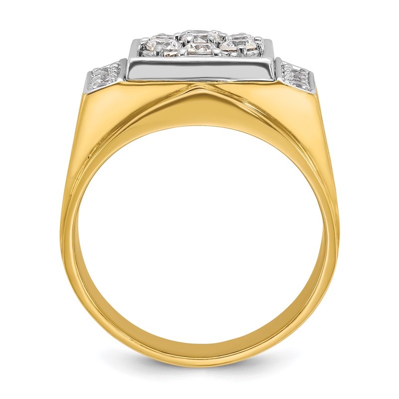 IBGoodman 14k Two Tone 1 carat Lab Grown Diamond VS/SI+ G+ Complete Men's Polished and Satin Cluster Ring