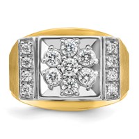 IBGoodman 14K Two Tone 1 Carat Lab Grown Diamond VS SI+ G+ Complete Men's Polished and Satin Cluster Ring view 4