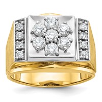 IBGoodman 14K Two Tone 1 Carat Lab Grown Diamond VS SI+ G+ Complete Men's Polished and Satin Cluster Ring view 1