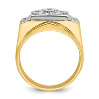 IBGoodman 14K Two Tone 1.50 Carat Lab Grown Diamond VS SI+ G+ Complete Men's Polished and Satin Cluster Ring view 2