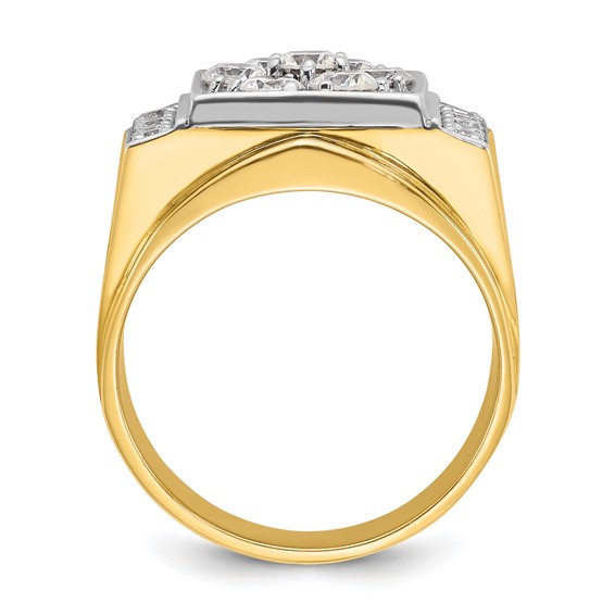 IBGoodman 10k Two-tone Men's Polished and Satin 1 1/2 Carat A Quality Diamond Cluster Ring