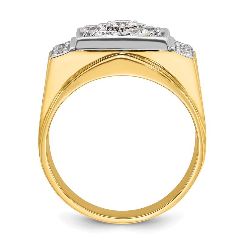 IBGoodman 14k Two Tone 1 1/2 carat Lab Grown Diamond VS/SI+ G+ Complete Men's Polished and Satin Cluster Ring