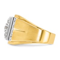 IBGoodman 14K Two Tone 1.50 Carat Lab Grown Diamond VS SI+ G+ Complete Men's Polished and Satin Cluster Ring view 3