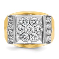 IBGoodman 14K Two Tone 1.50 Carat Lab Grown Diamond VS SI+ G+ Complete Men's Polished and Satin Cluster Ring view 4