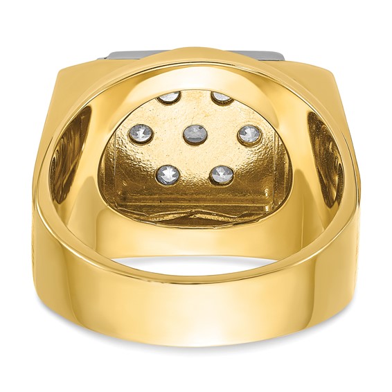 IBGoodman 10k Two-tone Men's Polished and Satin 1 1/2 Carat A Quality Diamond Cluster Ring