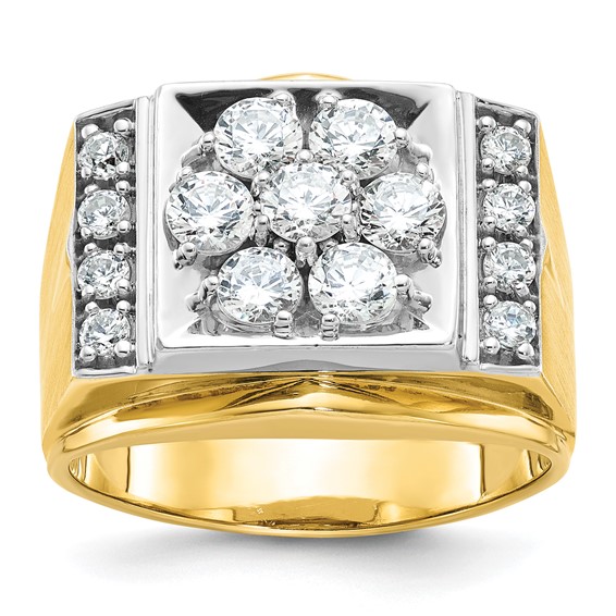 IBGoodman 10k Two-tone Men's Polished and Satin 1 1/2 Carat A Quality Diamond Cluster Ring