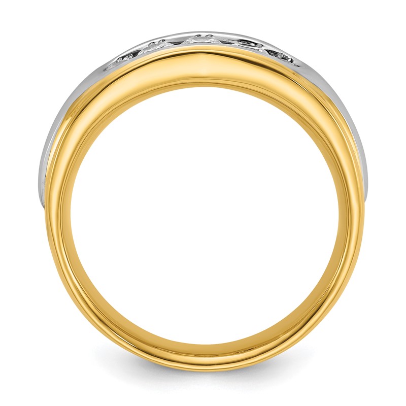 IBGoodman 14k Two-tone 1/2 carat Lab Grown Diamond VS/SI+ G+ Complete Polished and Grooved Men's Ring