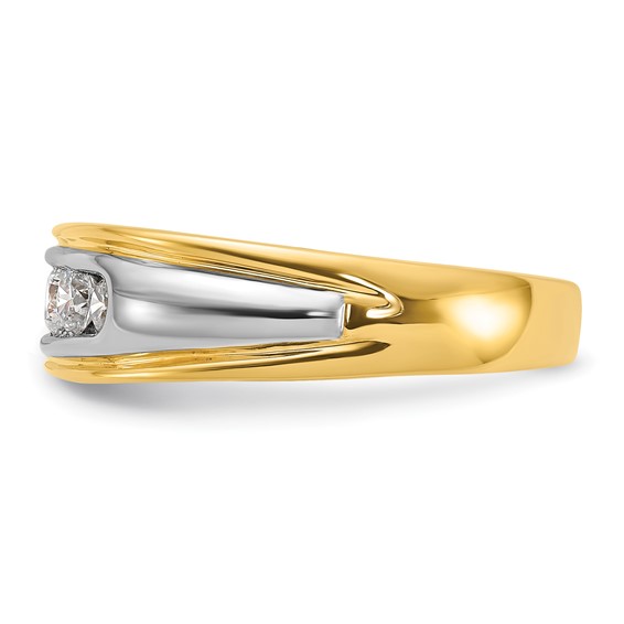 IBGoodman 14k Two-tone 1/2 carat Lab Grown Diamond VS/SI+ G+ Complete Polished and Grooved Men's Ring