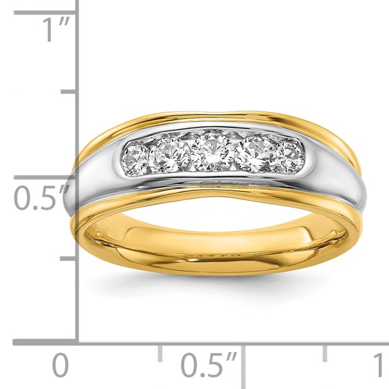 IBGoodman 14k Two-tone 1/2 carat Lab Grown Diamond VS/SI+ G+ Complete Polished and Grooved Men's Ring
