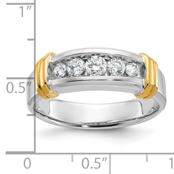 IBGoodman 14k Two-tone Men's Polished 5-Stone 1/2 Carat AA Quality Diamond Ring