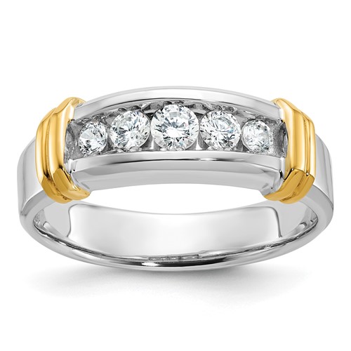 IBGoodman 14K Two-tone 0.50 Carat Lab Grown Diamond VS SI+ G+ Five Stone Complete Polished Men's Ring