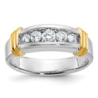 IBGoodman 14K Two-tone Five Stone Polished Men's Ring Mounting view 1