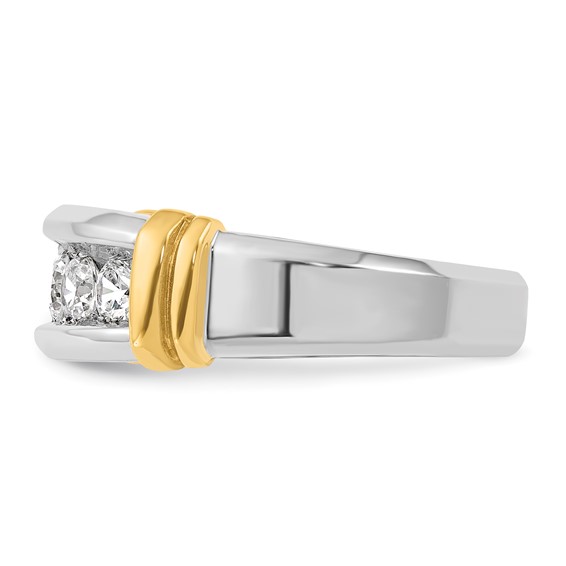 IBGoodman 14k Two-tone Men's Polished and Grooved 5-Stone 1 Carat AA Quality Diamond Ring