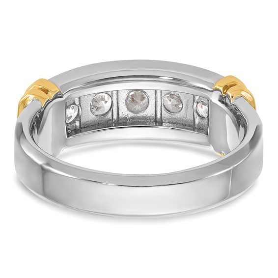 IBGoodman 14k Two-tone Men's Polished and Grooved 5-Stone 1 Carat AA Quality Diamond Ring