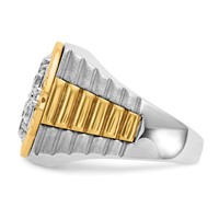 IBGoodman 14K Two-Tone 2 Carat Lab Grown Diamond VS SI+ G+ Complete Ribbed Men's Cluster Ring view 3