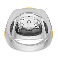 IBGoodman 14K Two-Tone 2 Carat Lab Grown Diamond VS SI+ G+ Complete Ribbed Men's Cluster Ring view 5