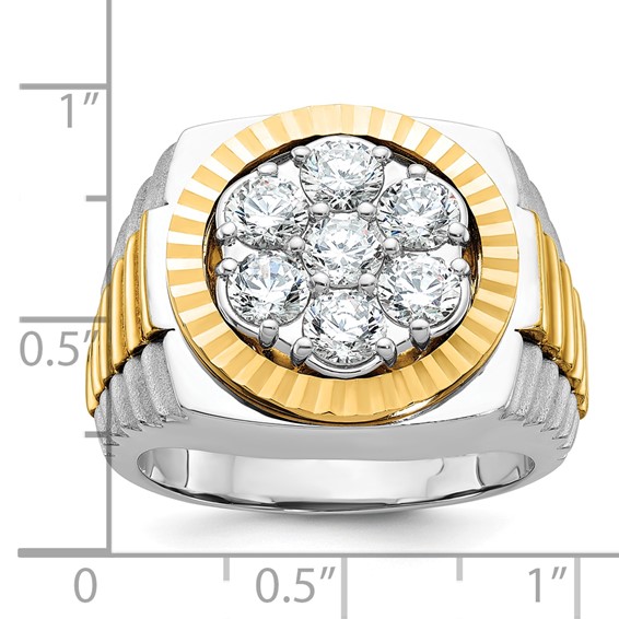 IBGoodman 14k Two-tone Men's Polished Satin and Diamond-cut Round Cluster Ring Mounting