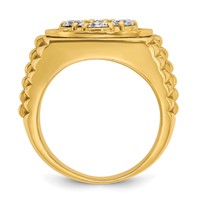 IBGoodman 14K Yellow Gold 2 Carat Lab Grown Diamond VS SI+ G+ Complete Ribbed Men's Cluster Ring view 2