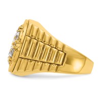 IBGoodman 14K Yellow Gold 2 Carat Lab Grown Diamond VS SI+ G+ Complete Ribbed Men's Cluster Ring view 3