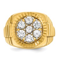IBGoodman 14K Yellow Gold 2 Carat Lab Grown Diamond VS SI+ G+ Complete Ribbed Men's Cluster Ring view 4