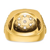 IBGoodman 14K Yellow Gold 2 Carat Lab Grown Diamond VS SI+ G+ Complete Ribbed Men's Cluster Ring view 5