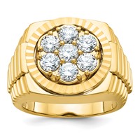 IBGoodman 14K Yellow Gold 2 Carat Lab Grown Diamond VS SI+ G+ Complete Ribbed Men's Cluster Ring view 1