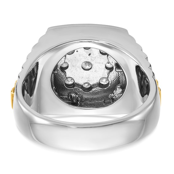 IBGoodman 10k Two-tone Men's Polished and Textured 1 Carat A Quality Diamond Cluster Ring