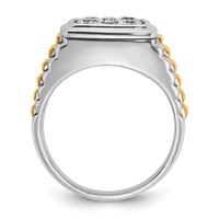 IBGoodman 14K Two Tone 1 Carat Lab Grown Diamond VS SI+ G+ Complete Men's Polished and Satin Cluster Ring view 2