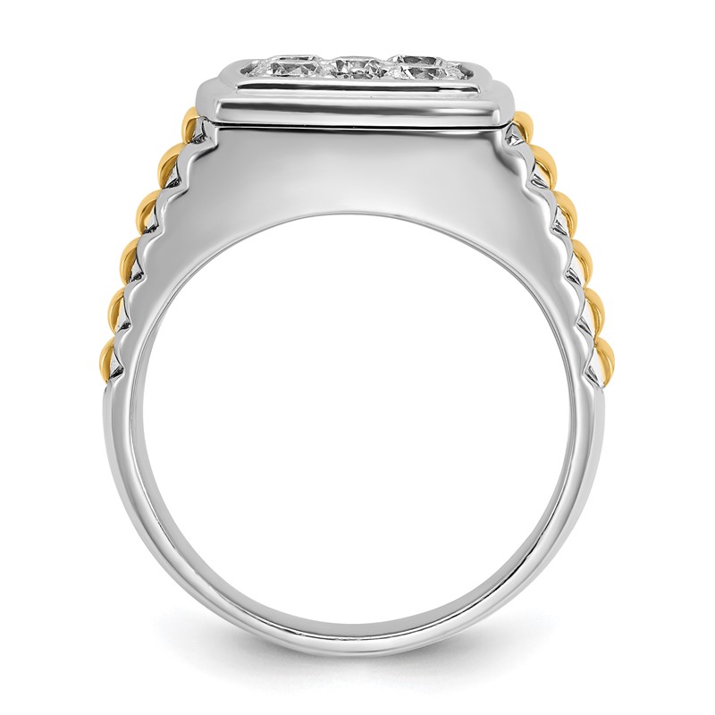 IBGoodman 14k Two Tone 1 carat Lab Grown Diamond VS/SI+ G+ Complete Men's Polished and Satin Cluster Ring
