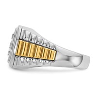 IBGoodman 14K Two Tone 1 Carat Lab Grown Diamond VS SI+ G+ Complete Men's Polished and Satin Cluster Ring view 3