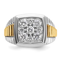 IBGoodman 14K Two Tone 1 Carat Lab Grown Diamond VS SI+ G+ Complete Men's Polished and Satin Cluster Ring view 4