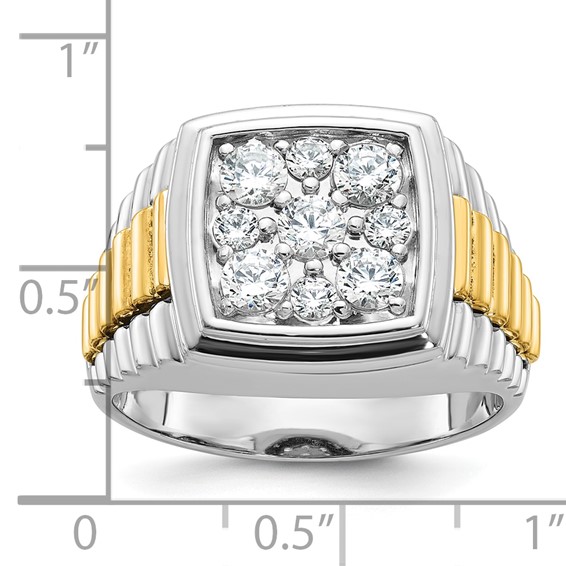 IBGoodman 14k Two-tone Men's Polished and Textured Cluster Ring Mounting
