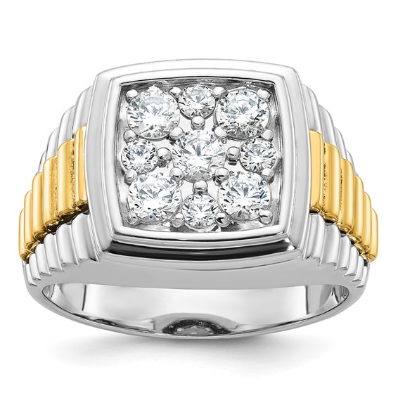 IBGoodman 14k Two-tone Men's Polished and Textured Cluster Ring Mounting