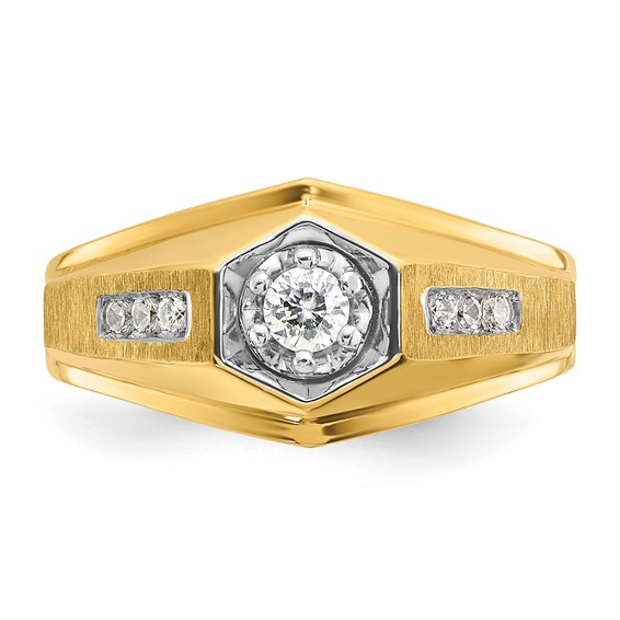 IB Goodman 14k Mens Polished and Satin 1/3 carat Diamond Complete Ring