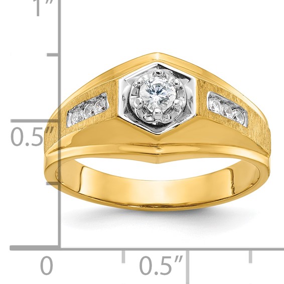 IB Goodman 14k Mens Polished and Satin 1/3 carat Diamond Complete Ring