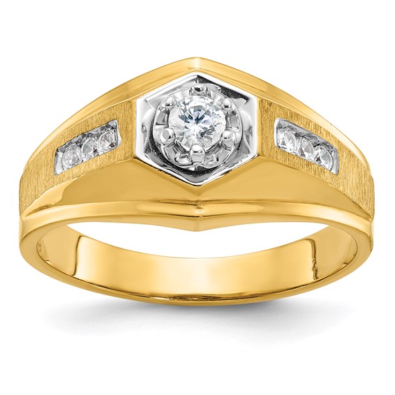 IB Goodman 14k Mens Polished and Satin 1/3 carat Diamond Complete Ring