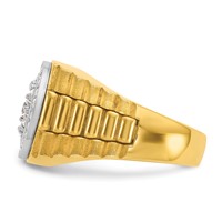 IBGoodman 14K Two-Tone 1 Carat Lab Grown Diamond VS SI+ G+ Complete Satin and Textured Men's Cluster Ring view 3
